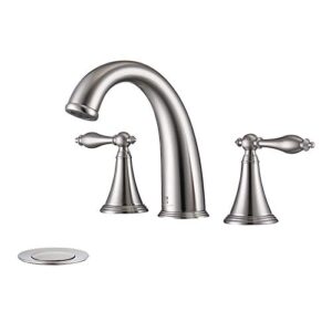 homelody widespread bathroom faucet 8 inch lavatory faucet 2 handle with pop up drain and supply hose, brushed nickel