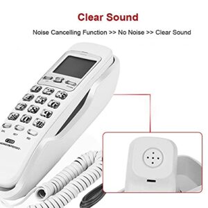 Landline Wall Phones, Wired Wall-Mounted Landline Mini Extension with Incoming Call Display,One-Button Redial,Call Search,Thundering Protection,Noise Cancelling Function,for Home Office Hotel