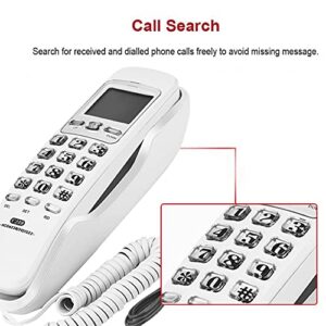 Landline Wall Phones, Wired Wall-Mounted Landline Mini Extension with Incoming Call Display,One-Button Redial,Call Search,Thundering Protection,Noise Cancelling Function,for Home Office Hotel