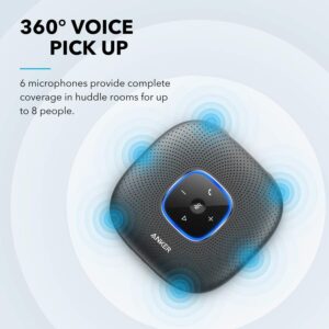 Anker PowerConf+ Bluetooth Speakerphone for Conference Calls, Bluetooth Dongle, 6 Mics, Enhanced Voice Pickup, 24H Call Time, Bluetooth 5, USB C, for Home Office, Compatible with Leading Platforms