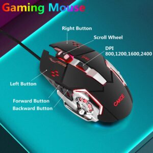One Hand RGB Gaming Keyboard and Mouse Combo,USB Wired Gaming Keyboard with Wrist Rest and Backlit Gaming Mouse for Gaming,Ergonomic Mechanical Feeling Game Keyboard and Mouse