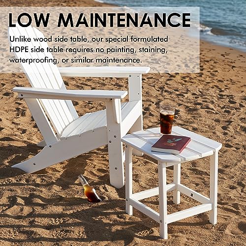 DAILYLIFE Side Table, Plastic Outdoor Adirondack End Table, Patio Coffee Table, Weather Resistant, Pool Composite Outdoor Tables for Patio Deck Garden, Backyard & Lawn Furniture