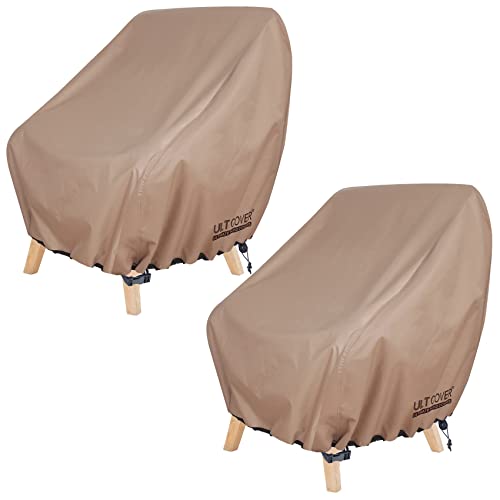 ULTCOVER Waterproof Patio Chair Cover – Outdoor Lounge Deep Seat Single Lawn Chair Cover 2 Pack Fits Up to 28W x 30D x 32H inches