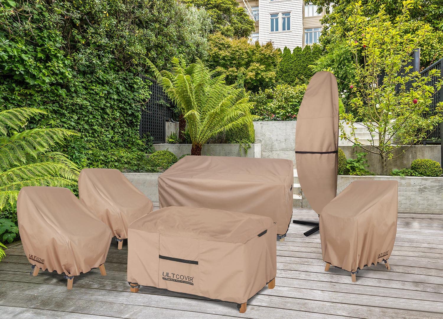 ULTCOVER Waterproof Patio Chair Cover – Outdoor Lounge Deep Seat Single Lawn Chair Cover Fits Up to 28W x 30D x 32H inches