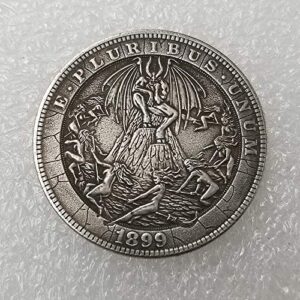 VanSP Copy 1899 U.S Hobo Coin - Devil and Witch Silver Plated Replica Commemorative Coin Morgan Dollar Coin