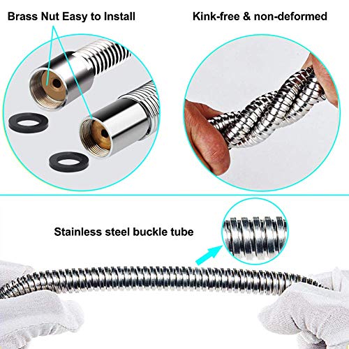 KWODE Pre-rinse Sprayer Hose Replacement Kit for Commercial Kitchen Sink Faucet, 44” Length Stainless Commercial Dish Spray Hose Parts