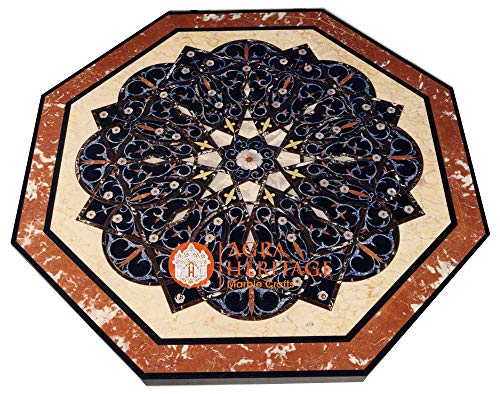 Marble 36" Dining Hallway Table Top Pietra Dura Inlay Design Furniture Decor