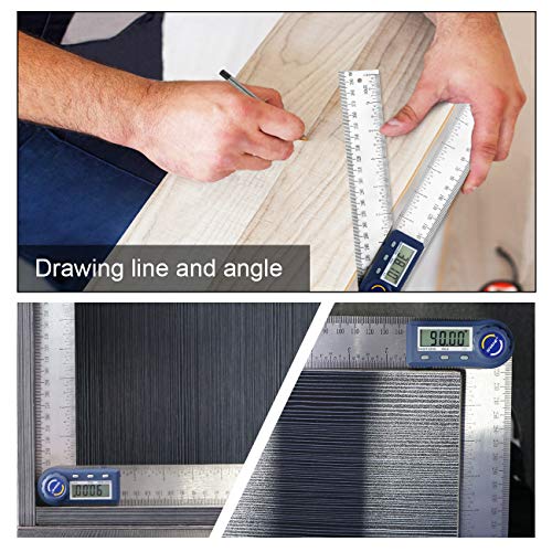 Digital Angle Finder,2 in 1 Digital Protractor, 7 inch / 200mm Stainless Steel Digital Angle Ruler with Zeroing and Locking Function