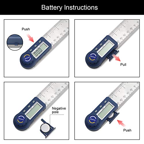 Digital Angle Finder,2 in 1 Digital Protractor, 7 inch / 200mm Stainless Steel Digital Angle Ruler with Zeroing and Locking Function