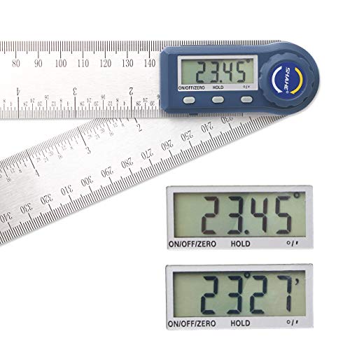 Digital Angle Finder,2 in 1 Digital Protractor, 7 inch / 200mm Stainless Steel Digital Angle Ruler with Zeroing and Locking Function