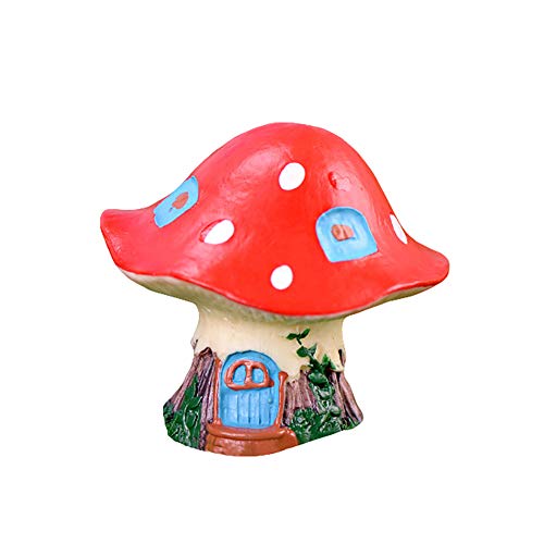 Shineweb Cartoon Mushroom House Resin DIY Miniature Micro Landscape Bonsai Garden Decor Decoration Accessory Outdoor Statues Red