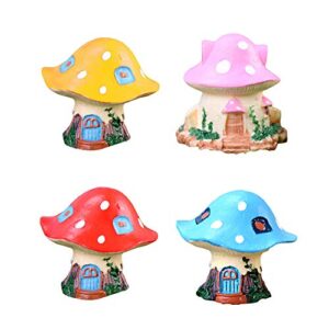 Shineweb Cartoon Mushroom House Resin DIY Miniature Micro Landscape Bonsai Garden Decor Decoration Accessory Outdoor Statues Red