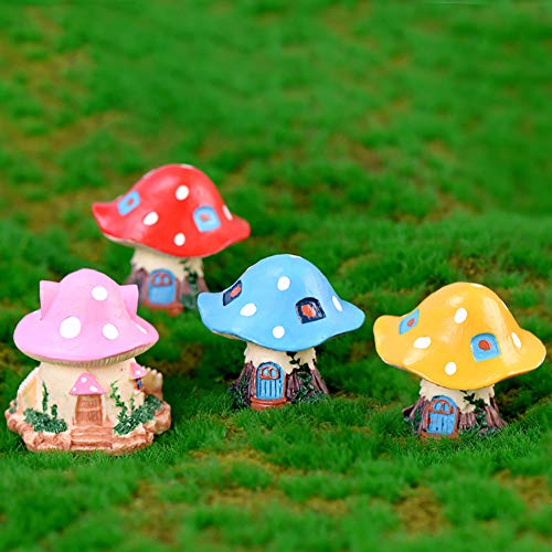 Shineweb Cartoon Mushroom House Resin DIY Miniature Micro Landscape Bonsai Garden Decor Decoration Accessory Outdoor Statues Red