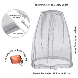 Cinvo Head Net Hat Bug Net Face Netting for Bugs No See Ums Insects Gnats Biting Midges from Outdoor Activities, Spacious Net Room Works Over Most Hats Comes with Free Stock Pouches- Grey
