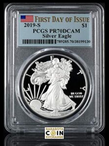2019 s american silver eagle proof s s mint mark $1 pr-70 pcgs dcam