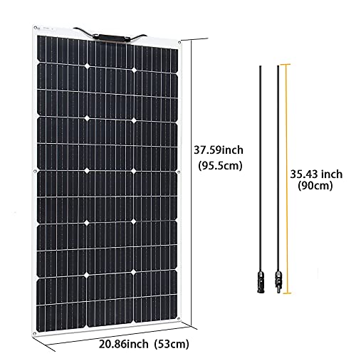 XINPUGUANG Flexible Solar Panel 100W 12V Monocrystalline Solar Kit Hightweight Module, 10A Charge Controller,Extension Cable for RV Boat Cabin Car (100W-1)
