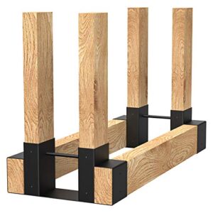 gaspro outdoor firewood rack brackets kit, 2x4 adjustable log rack brackets for wood storage, black steel