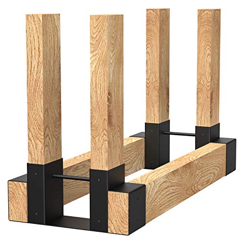 GASPRO Outdoor Firewood Rack Brackets Kit, 2x4 Adjustable Log Rack Brackets for Wood Storage, Black Steel