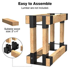 GASPRO Outdoor Firewood Rack Brackets Kit, 2x4 Adjustable Log Rack Brackets for Wood Storage, Black Steel