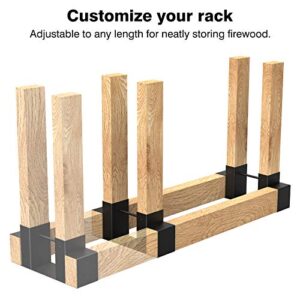 GASPRO Outdoor Firewood Rack Brackets Kit, 2x4 Adjustable Log Rack Brackets for Wood Storage, Black Steel