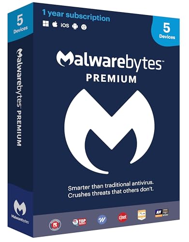 Malwarebytes Premium | 1 Year, 5 Device | PC, Mac, Android [Online Code]