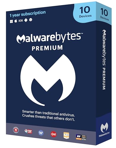 Malwarebytes Premium | 1 Year, 10 Device | PC, Mac, Android [Online Code]