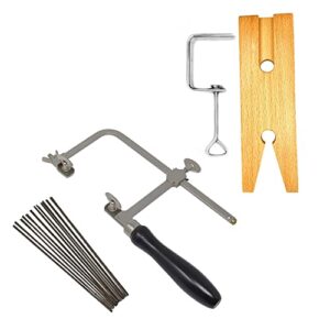 megacast 3 in 1 professional jeweler's saw set saw frame 144 blades wooden pin clamp wood metal