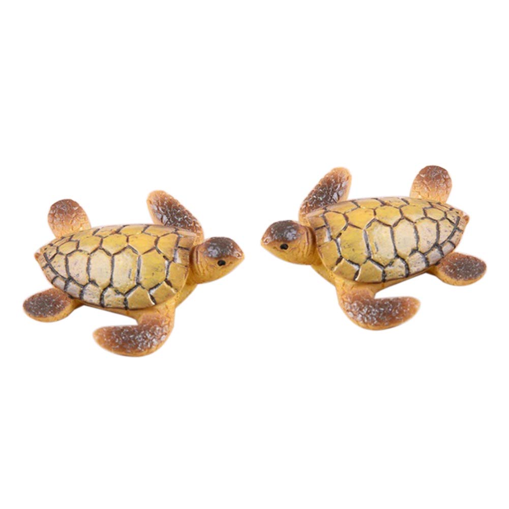 Shineweb 2Pcs Resin Turtle Model Miniature Fairy Garden Bonsai Figurine Decor Ornament Outdoor Statues