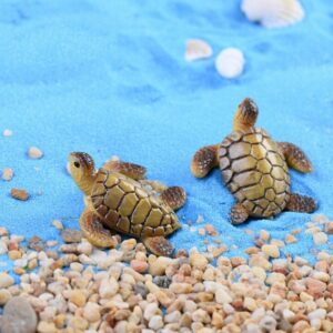 Shineweb 2Pcs Resin Turtle Model Miniature Fairy Garden Bonsai Figurine Decor Ornament Outdoor Statues