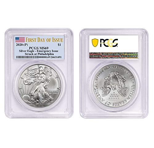 2020 (P) Struck at Philadelphia American Eagle Silver Coin 1 oz 999 Fine Silver $1 PCGS MS69 First Day of Issue (FDIO) New