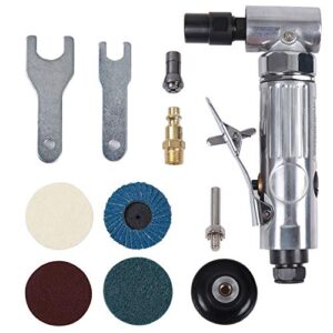 1/4 inch angle air die grinder,20000 rpm, 90 degree angled air die grinder,with 4 pcs 2" roll lock sanding discs, polished color pneumatic angle die grinder
