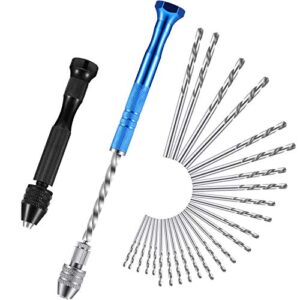27 pieces pin vise hand drills bits set include pin vise and semi-automatic spiral hand drill rotary tool with 25 pieces 0.5-3 mm micro twist drill bits for resin polymer clay craft diy jewelry electr
