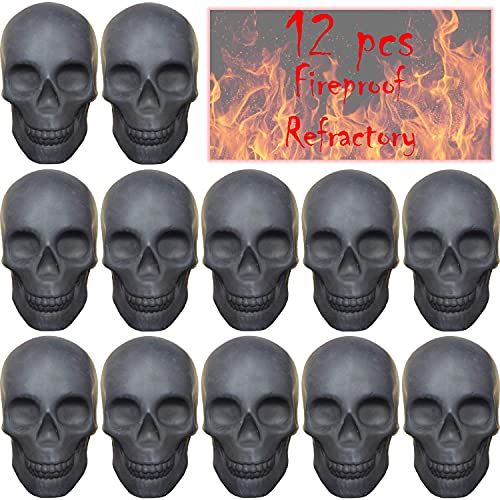 Skull Charcoal （Fireproof）（Refractory） Imitated Human Skull Gas Log for Indoor or Outdoor Fireplaces, Fire Pits Halloween Decor