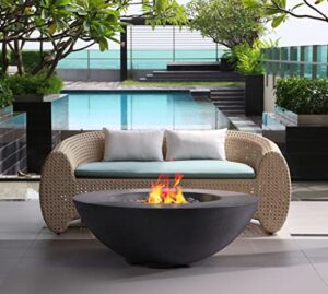 pyromania shangri-la outdoor concrete fire pit bowl, 41 inches round - natural gas model in charcoal gray color