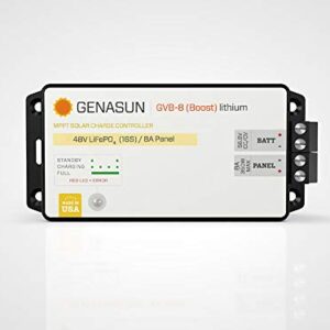 Genasun GVB-8-Li-56.8V, 8 A (Input) 350 W Solar Panel, Voltage Boosting MPPT Solar Charge Controller for 16S LiFePO4 Batteries (Electric Boats, Marine, etc.)