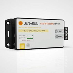 Genasun GVB-8-Li-56.8V, 8 A (Input) 350 W Solar Panel, Voltage Boosting MPPT Solar Charge Controller for 16S LiFePO4 Batteries (Electric Boats, Marine, etc.)