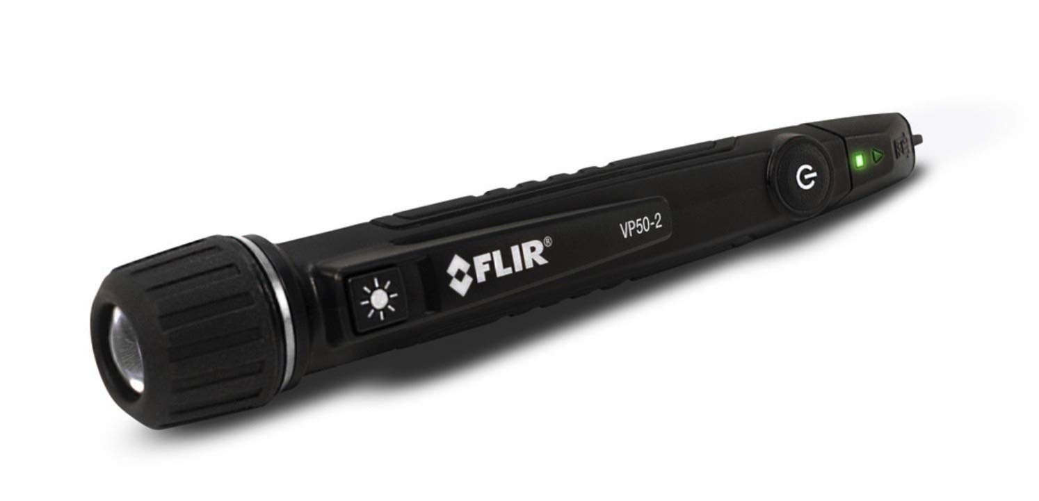 FLIR VP50-2 CAT IV Non-Contact Voltage Detector, Featuring Light, Vibration, and Beeper Feedback Alarms and a Powerful LED Flashlight, Green