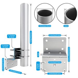 K001 V3 Antenna Pole Mount, Upgraded Ribbed Bracket Combine with Double U-Bolts 12" Longer 2mm Thicker Pole for Outside Home Antenna Installation