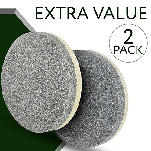 Axe Sharpening Puck and Tool Sharpener Pack of 2 280 & 120 Grit, Dual Grit Whetstone Puck Blade Sharpener for Garden Tools, Axe Sharper Disk for Sharpening Dull, Blunt or Tired Edges - Knife Sharpener