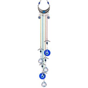 20inch blue evil eye hanging crystals suncatcher ornament with chakra energy crystal ball prism pendant rainbow maker for home decor protection