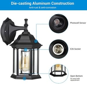 DEWENWILS 2 Pack Dusk to Dawn Outdoor Wall Lantern, Matte Black Outdoor Wall Light Exterior Light Fixture Wall Mount, Weatherproof Porch Light Wall Sconce Lamp for Garage Doorway Backyard