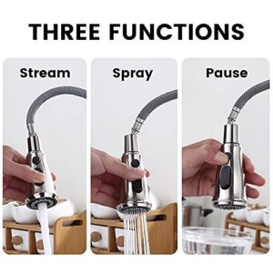 Luxice Faucet Pull Down Kitchen Faucet with Pull Out Sprayer, Kitchen Sink Faucet with Deck Plate, Faucets for Kitchen Sinks, Single-Handle, Pull Down Spray Head, Stainless Steel Brushed Nickel