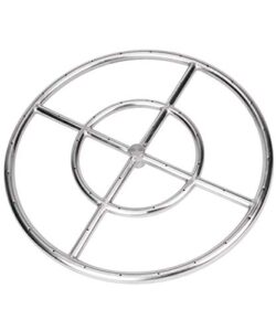 gaspro 18 inch fire pit ring burner, round fire pit burner for fire pit, natural gas & propane fireplace, 304 series stainless steel, btu 147,000 max