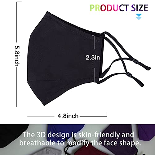 PAGE ONE Reusable Cloth Face Masks Washable Adjustable Breathable Cotton Face Mask for Women Men/6PC