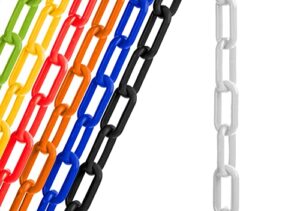 us weight (made in usa) 2" x 10' white plastic safety chain ft. sunshield uv resistant technology