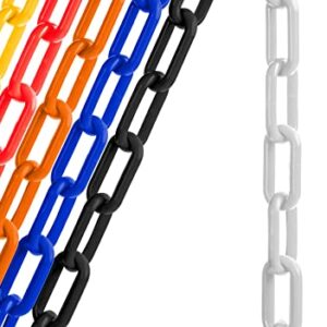 US Weight (Made in USA) 2" x 10' White Plastic Safety Chain ft. SunShield UV Resistant Technology
