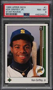 1989 upper deck ken griffey jr. rookie rc #1 psa 8