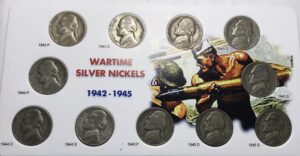 1942 p d s to 1945 pds jefferson war time silver 11 coin set nickel seller very good
