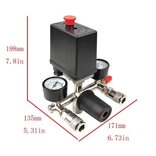 Air Compressor Pressure Switch Pressure Switch with Regulator Control Valve Gauge,Air Pump Air Compressor Parts,Pressure Switch Assembly of Pressure Regulating Valve