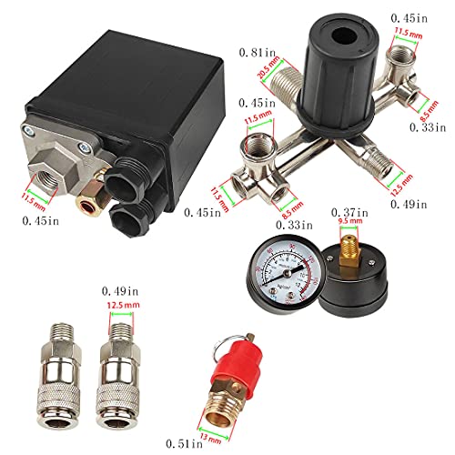 Air Compressor Pressure Switch Pressure Switch with Regulator Control Valve Gauge,Air Pump Air Compressor Parts,Pressure Switch Assembly of Pressure Regulating Valve